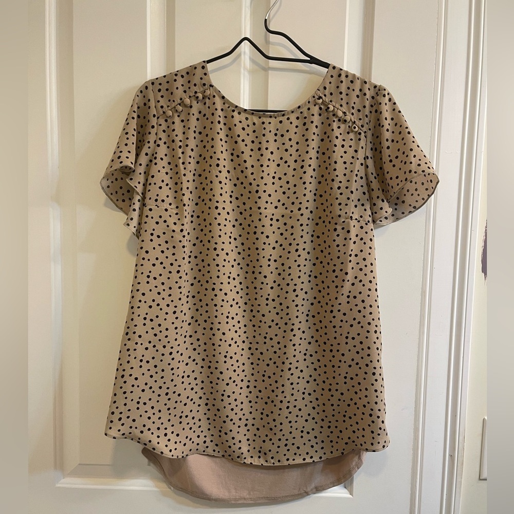 Mixed Material Flutter Sleeve Blouse